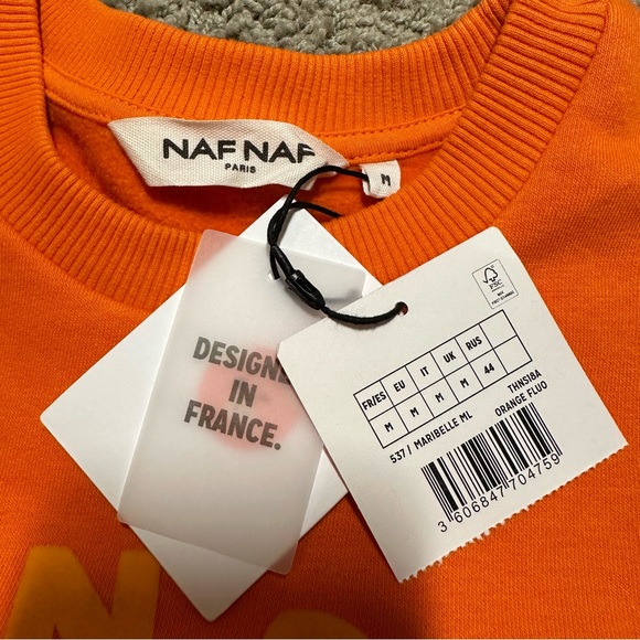 NAF NAF Paris Orange “Keep on Smiling” Flowers Sweater, Medium - Picture 5 of 7